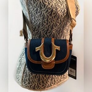 NWT  True Religion Dark Denim Crossbody Handbag Retail Price $98